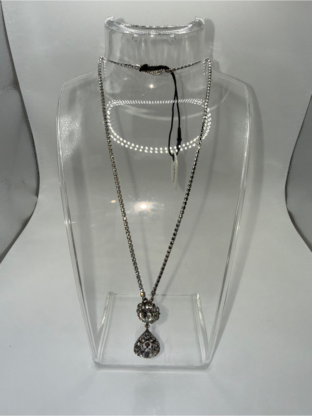 SWAROVSKI : Silver & Crystal Teardrop Pendant Necklace - Sara Gabriel
